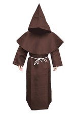 Friar Hooded Monk Renaissance Priest Robe Cloak Halloween Fancy Costume Party