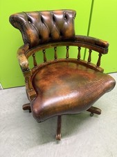 Stunning Brown Leather Captains Desk Chair 