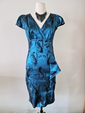 Voodoo Vixen Candy Ann Peacock Dress Womens Large 50s Pinup Rockabilly Pencil