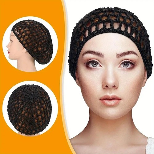 Mesh hair net crochet cap - mesh,