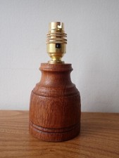 Small vintage turned oak table lamp