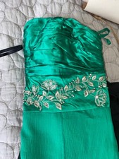 MONSOON Originals Emerald Green Dress Size 10 Prom Chiffon Faux Silk Red Carpet