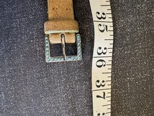 Ladies Belt In Mustard Tan Suedette With Pretty Decorative Buckle 36inch