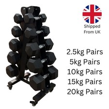 Rubber Hex Dumbbell Set &