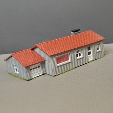 Vintage Model House Bungalow w.Garage Ready Built Miniature Home Diorama Piece 