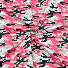 Pink Camouflage Polycotton