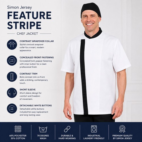 Simon jersey mens chef jacket - simon,