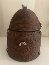 Wood Carved Bee Hive Decorative Honey Storage Box with Lid