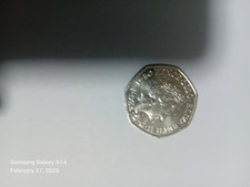 Special 50p coin. Rare. One £1 rare coin .50p-hexagon.£1-circle.