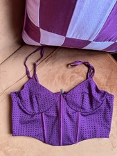 ASOS Design Purple Sparkly Diamante Rhinestone Strappy Corset Bralet Crop Top 10