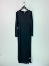 Jack Wills Black Bodycon Long Sleeve Maxi Dress Side Slit UK12 NEW