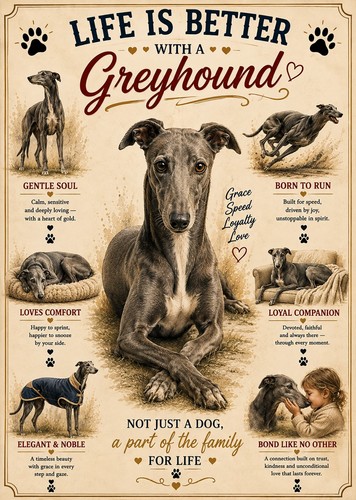 Greyhound print life - a4, is
