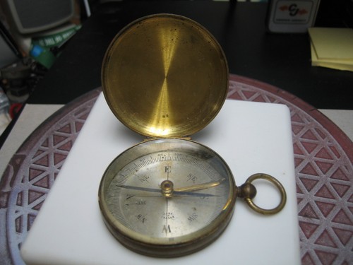 Old brass pocket - compass, with