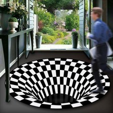 3D Optical Illusion Vortex Rugs Living Room Large Carpet Bedroom Floor Mat Soft=