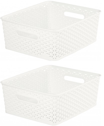Cream rattan storage basket - 2,