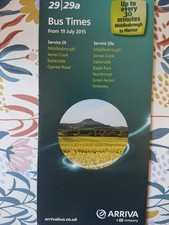 Arriva North East Timetable Routes 29 /29A.  From 19th July 2015.