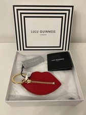 Lulu Guinness Red Leather Ollie Zip Lips Keyring BNWT