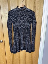 HIGH By Claire Campbell dress Stretch Black White Pattern Large Long Sleeve
