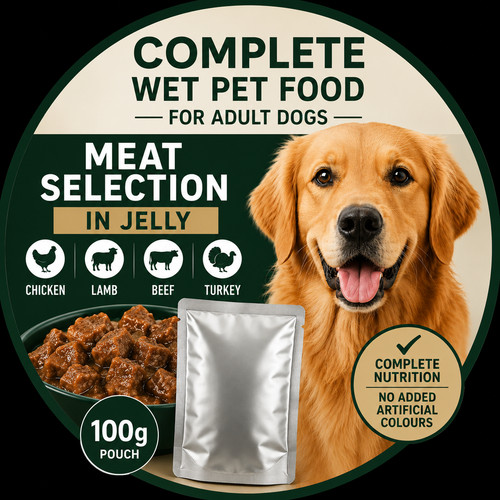 Wet dog food pouches - dog, meat