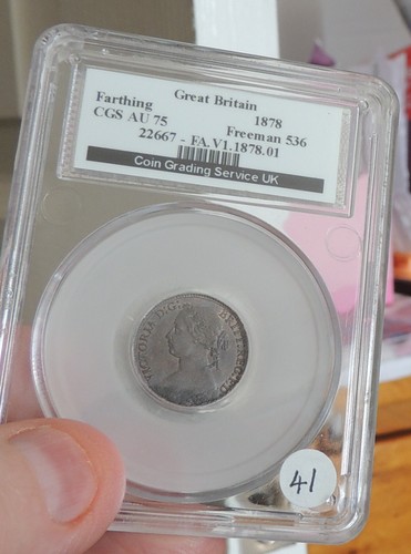 1878 vic farthing cgs unc - cgs, or
