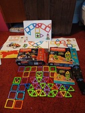 Magformers Set with ideas leaflet, variety of wheels, shapes, sizes and colours