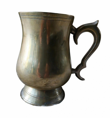 Handled metal beer tankard mug - metal,
