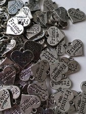 Job Lot 100 Silver Tibetan  Friend Heart Charms plus fancy Mom ones