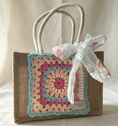 Handmade small jute tote bag - handmade,