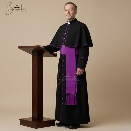 Purple trim cassock cape - purple,