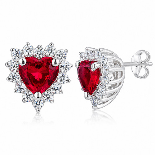 Simulated ruby heart - ruby, halo