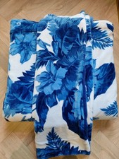 QVC Cozee Home Fleece Revsible Floral Double Duvet Cover And Pillowcase Set Blue