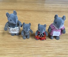 Vintage Sylvanian Families Mouse Mice Family Dark Grey Thistlethorn