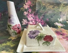 radford pottery Vase & Butter Dish.  Excellent Condition. 1930/50s. Anemones