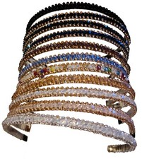Ladies Womens Thin Three Row Crystal Rhinestone Diamante Jewel Bead Headband 