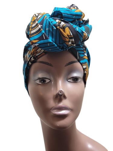 African print head wrap teal - african,