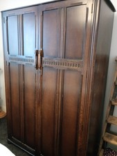 Antique Oak Priory Double Wardrobe And Dressing Table Collection Only
