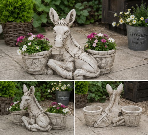 Sitting donkey garden planter - donkey,