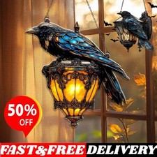 Acrylic Raven Hanging Decor | Gothic Crow Lantern Style Window Ornament
