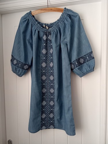 Short chambray denim dress - short,