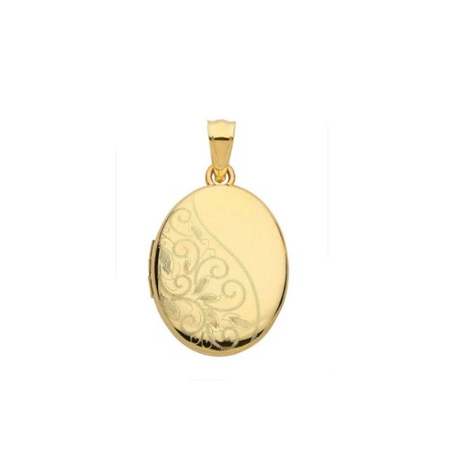 Yellow gold oval locket part - gold,