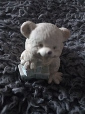 4.5cm X 3.5cm 4cm  Baby Teddy Bear With Blocks Blue Figurine Ornament