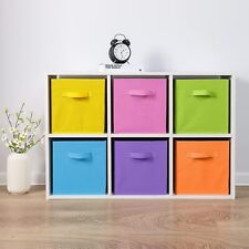 6pcs Cube Storage Boxes Fabric Box Organiser Foldable Collapsible Canvas Basket