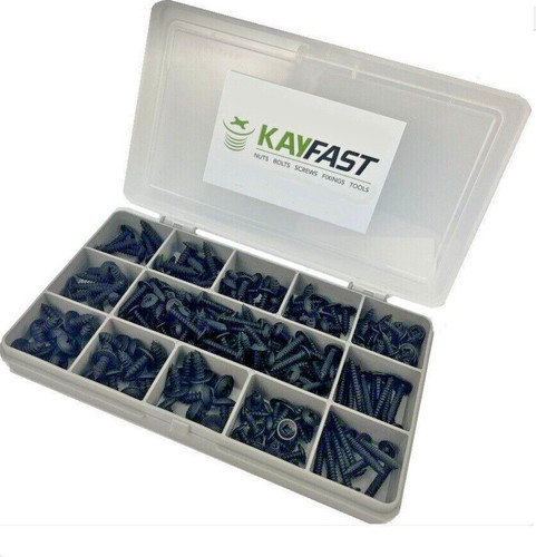 Black self tapping screws pozi - black,