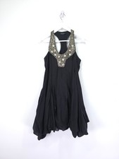 Allsaints Alyassi Dress Size 10 Black Iconic Embellished Parachute Hitched Silk