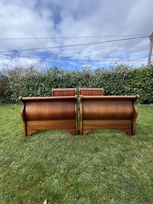 Beautiful Pair Mahogany Sleigh 3 Foot Single Beds Country House Cottage Chic