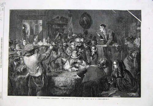Old antique print 1862 - old,