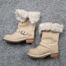 CAT Catterpillar Boots Womens 5 Leather MId Calf Faux Fur Lining Brown
