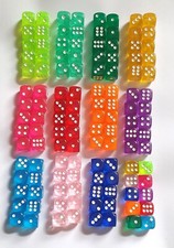 SETS OF 10 X  14MM D6 DICE ROUND EDGE TRANSLUCENT OR  20 ASSORTED PACK