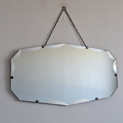 Art deco frameless wall mirror - wall,