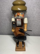 Vintage German Christmas Nutcracker Blacksmith Wood Figure 40cm